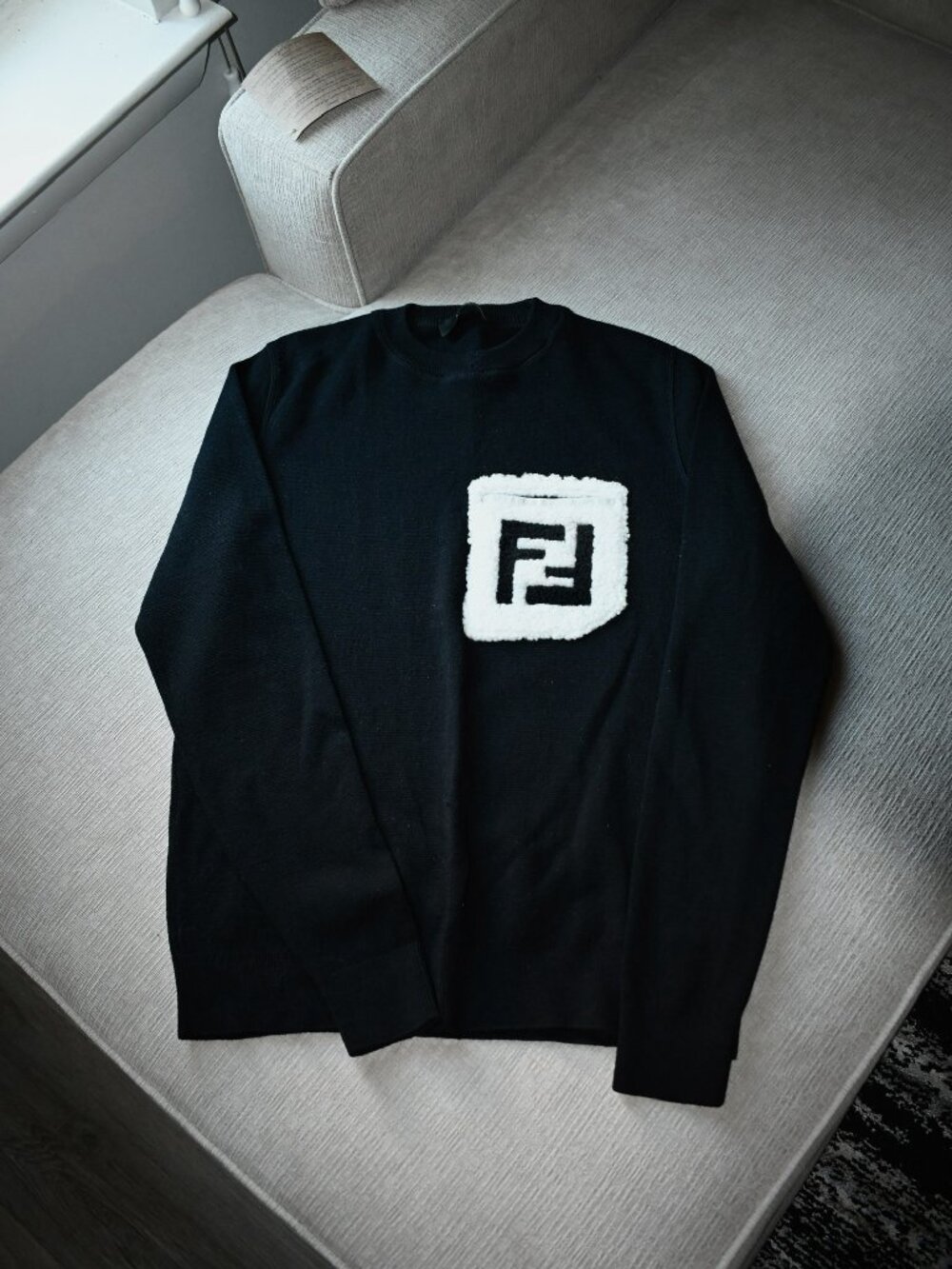 Fendi Wool Fur-Pocket Crewneck Sweater (IT 46 US S/M)